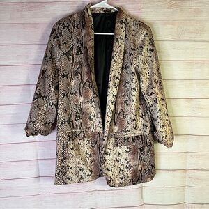 Beautiful Open Front Snake Print Blazer Jacket Size Small
